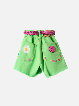 Shorts in denim riciclato Arizona Jr con ricami