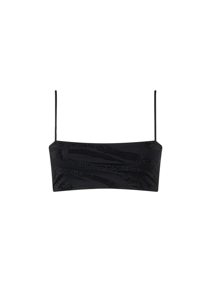 Woman zebra bandeau top swimsuit with rhinestones - MC2 Saint Barth