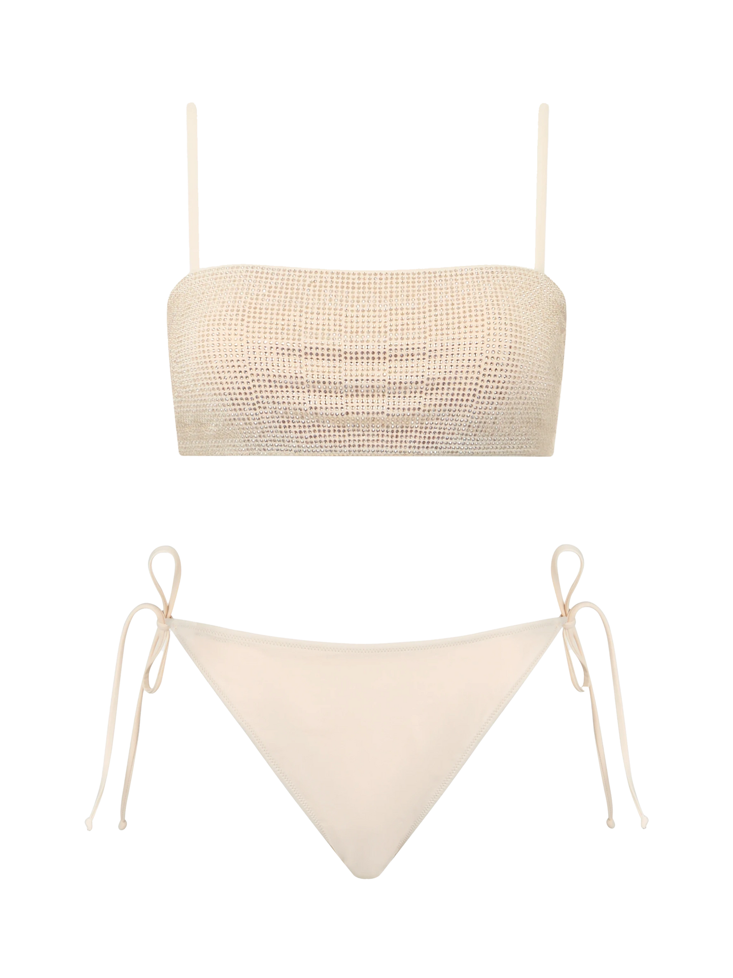 Woman beige bandeau bikini Athena Virgo with rhinestones - MC2 Saint Barth