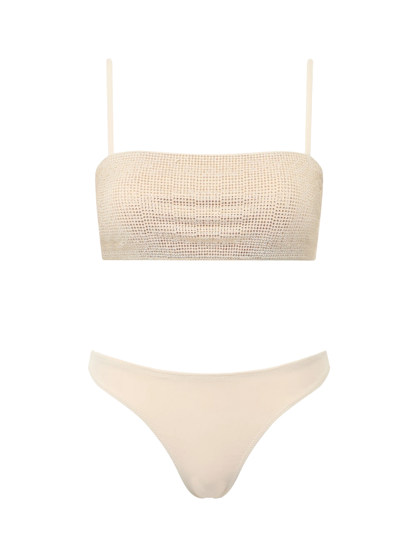 Woman beige bandeau bikini Athena Naomi with rhinestones - MC2 Saint Barth