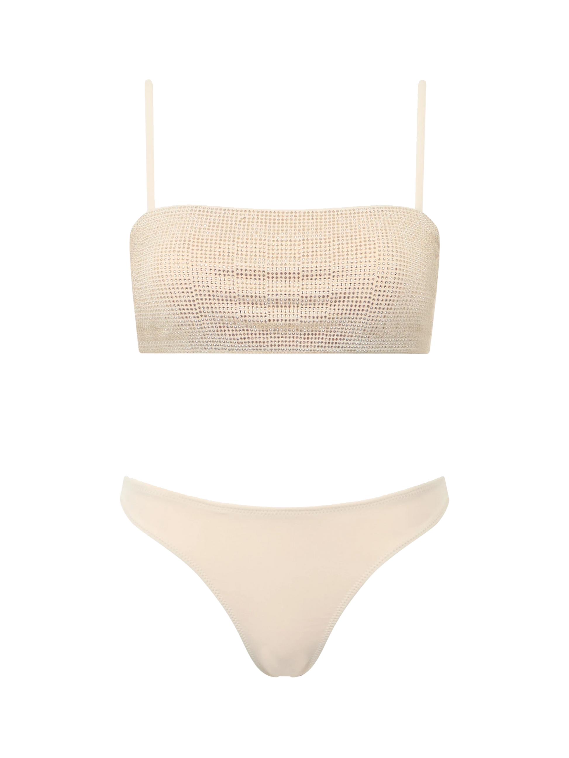 Woman beige bandeau bikini Athena Naomi with rhinestones - MC2 Saint Barth