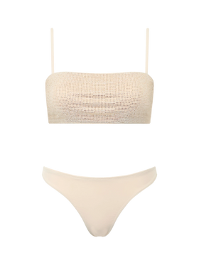 Woman beige bandeau bikini Athena Naomi with rhinestones - MC2 Saint Barth