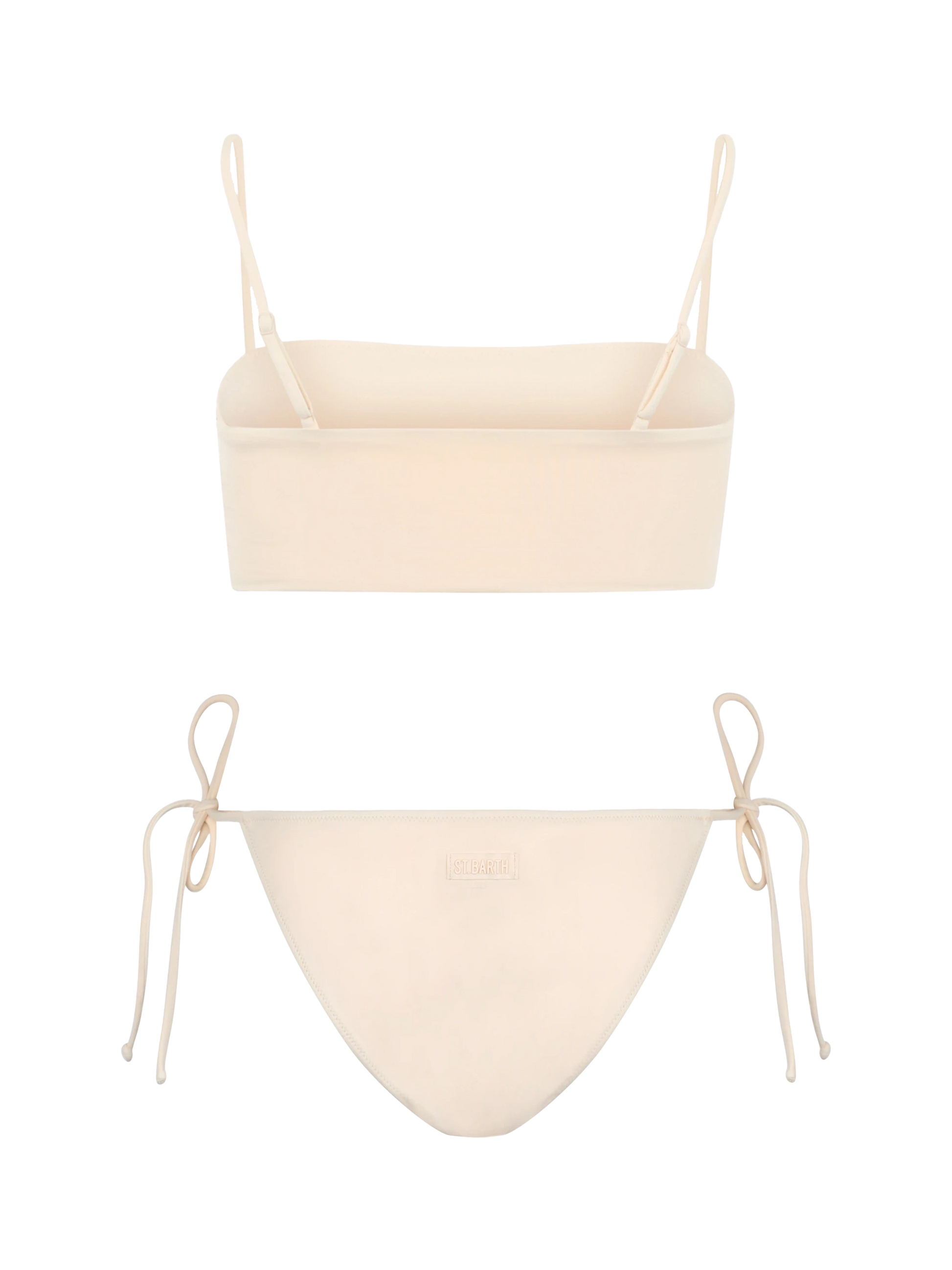 Woman beige bandeau bikini Athena Virgo with rhinestones - MC2 Saint Barth