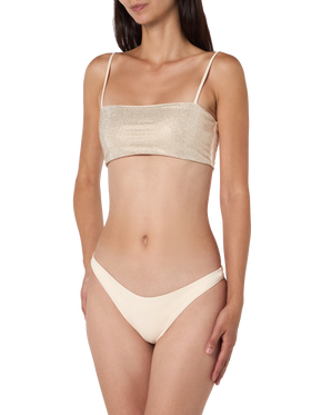 Woman beige bandeau bikini Athena Naomi with rhinestones - MC2 Saint Barth