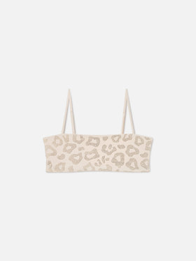 Top de bikini bandeau animalier Athena con strass 