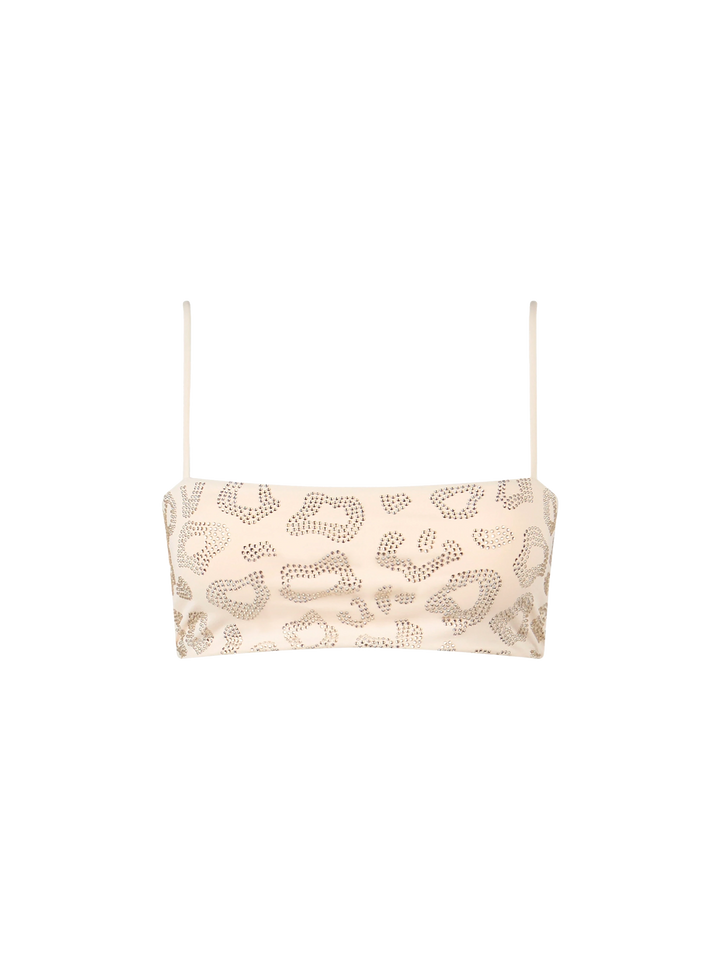 Woman animalier bandeau top swimsuit Athena with rhinestones - MC2 Saint Barth