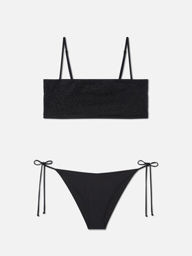 Bikini bandeau noir Athena Virgo avec strass 