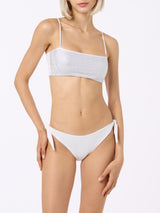 Bikini a fascia bianco da donna Athena Yali con strass