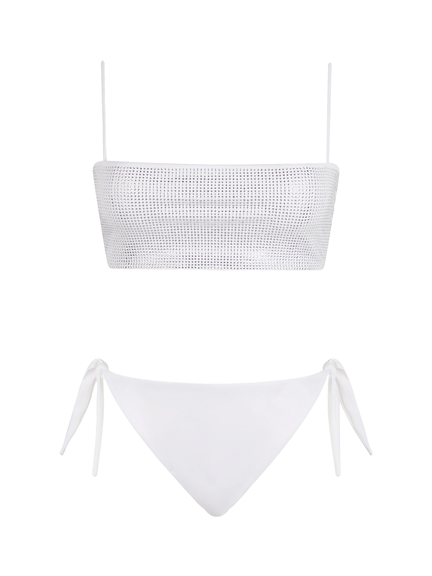 Woman white bandeau bikini Athena Yali with rhinestones - MC2 Saint Barth