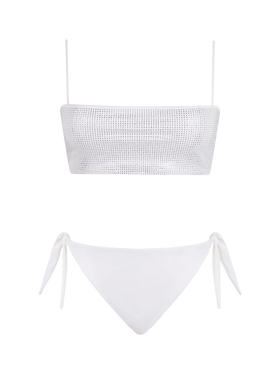 Woman white bandeau bikini Athena Yali with rhinestones - MC2 Saint Barth