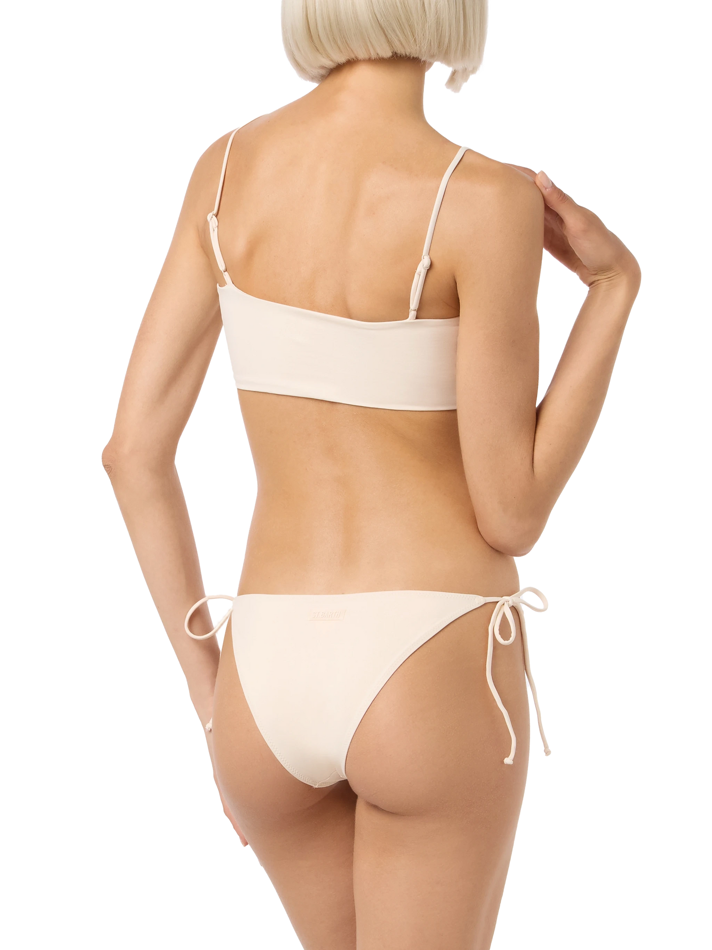 Woman beige bandeau bikini Athena Virgo with rhinestones - MC2 Saint Barth