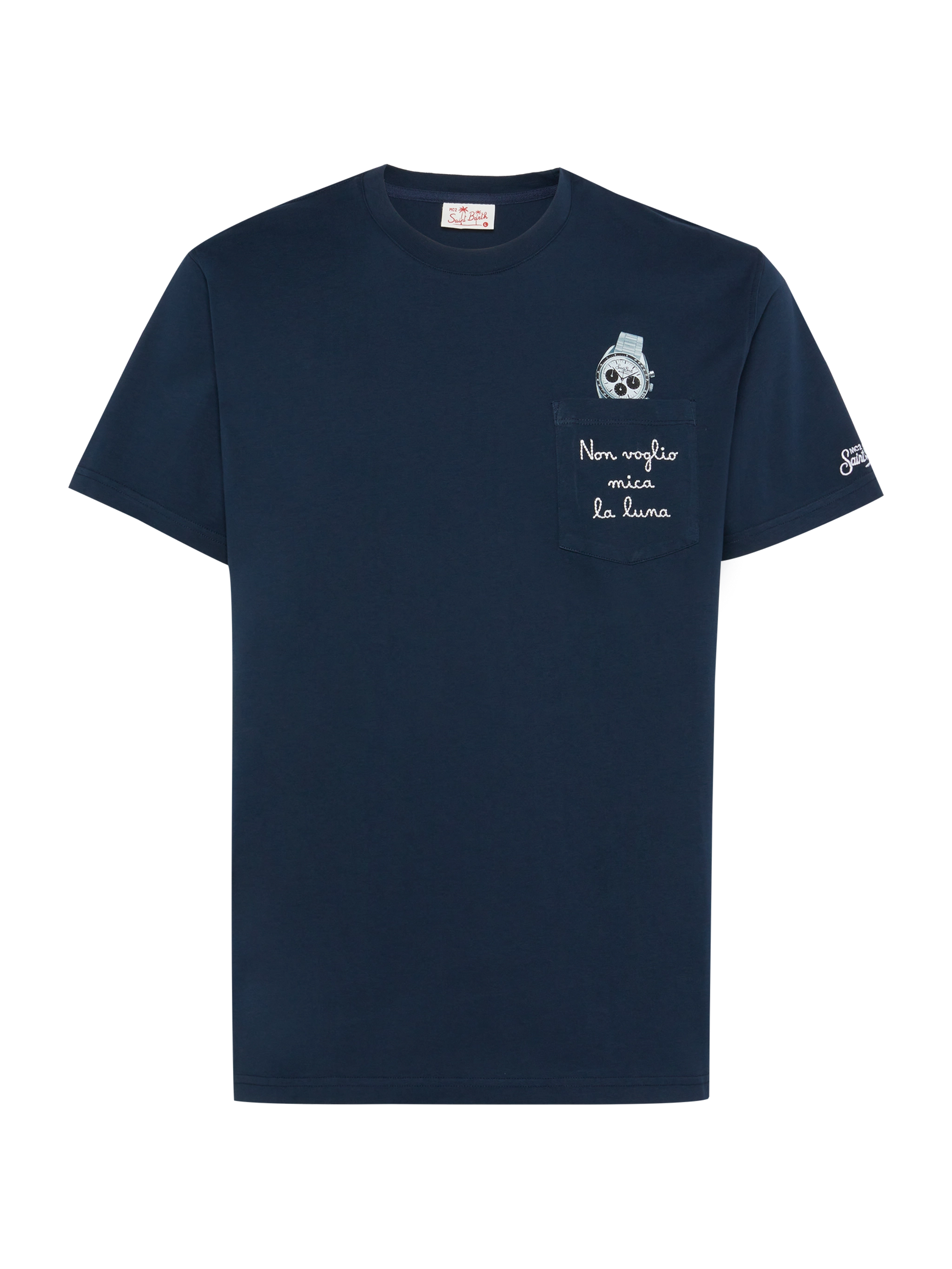 Cotton t-shirt Austin with embroidery and watch print - MC2 Saint Barth