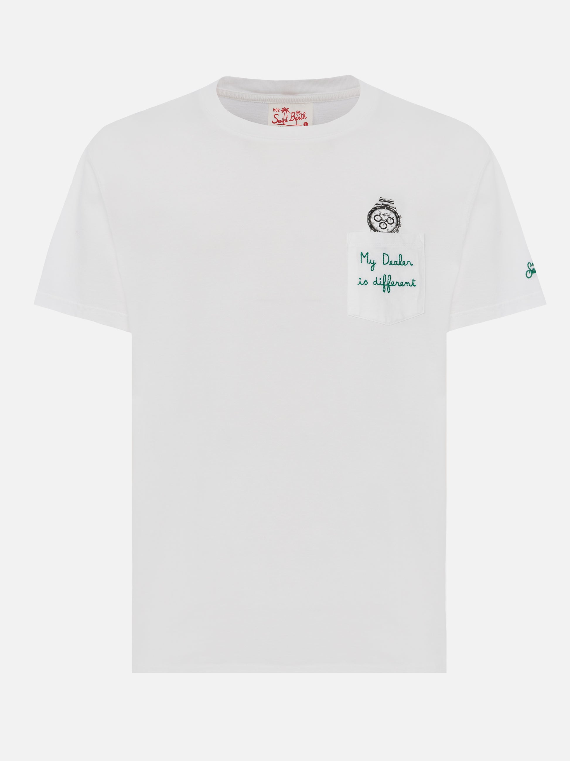Cotton t-shirt Austin with embroidery and watch print - MC2 Saint Barth