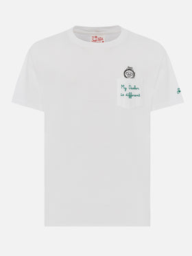 Cotton t-shirt Austin with embroidery and watch print - MC2 Saint Barth