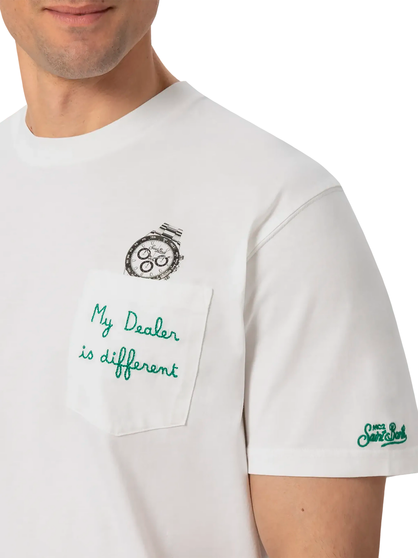 Cotton t-shirt Austin with embroidery and watch print - MC2 Saint Barth