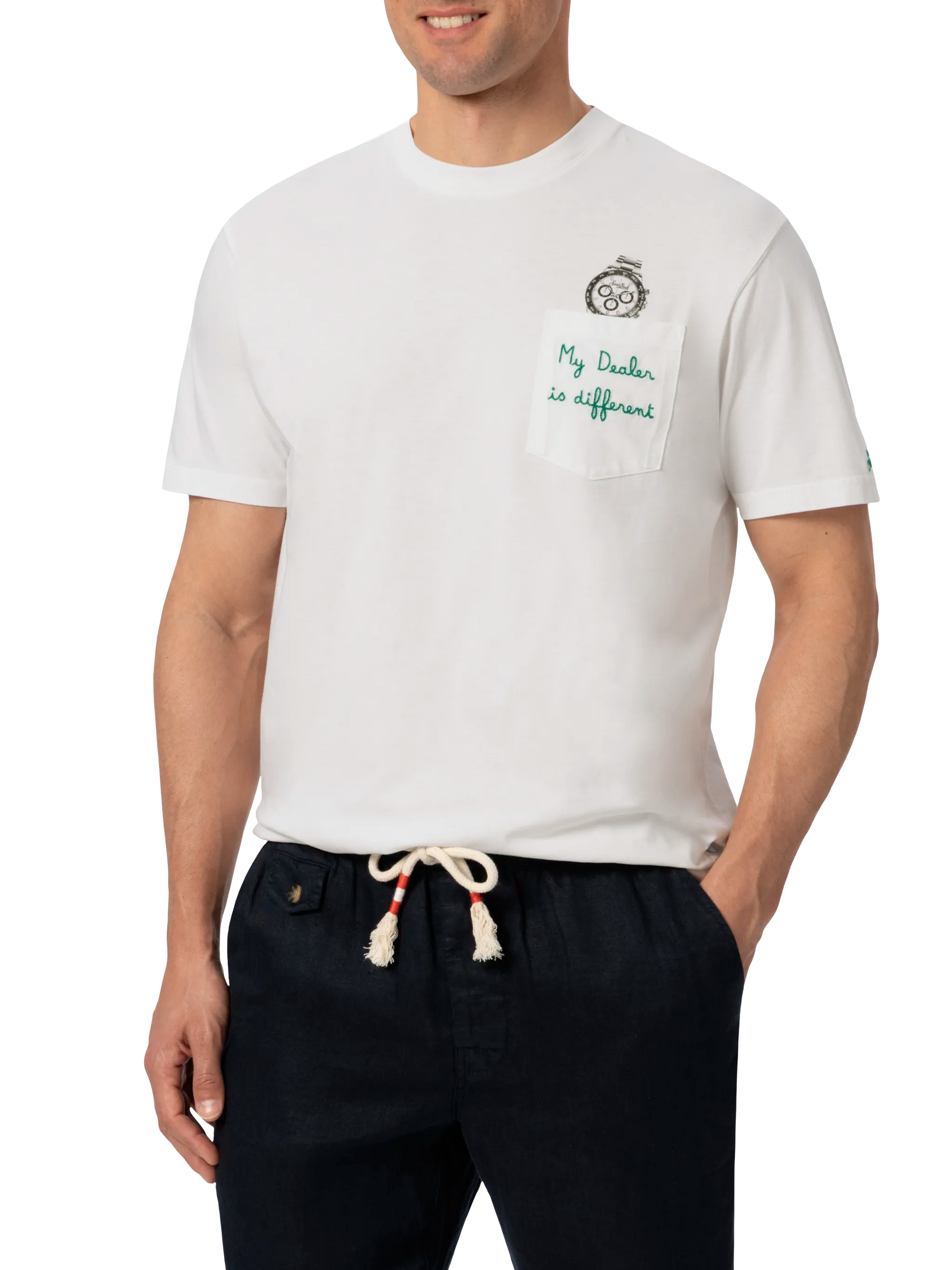 Cotton t-shirt Austin with embroidery and watch print - MC2 Saint Barth