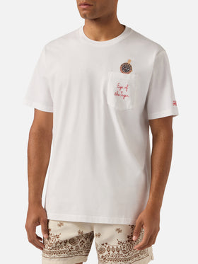 T-shirt Austin bianca con orologio e ricamo Eye Of The Tiger