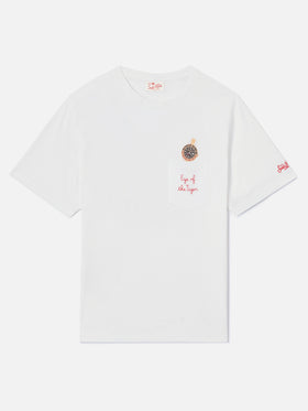T-shirt Austin blanc avec montre et broderie Eye Of The Tiger 