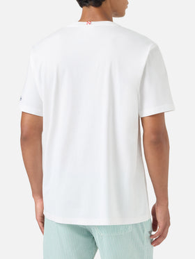 T-shirt Austin bianca con ricamo orologio Invest Don't Spend
