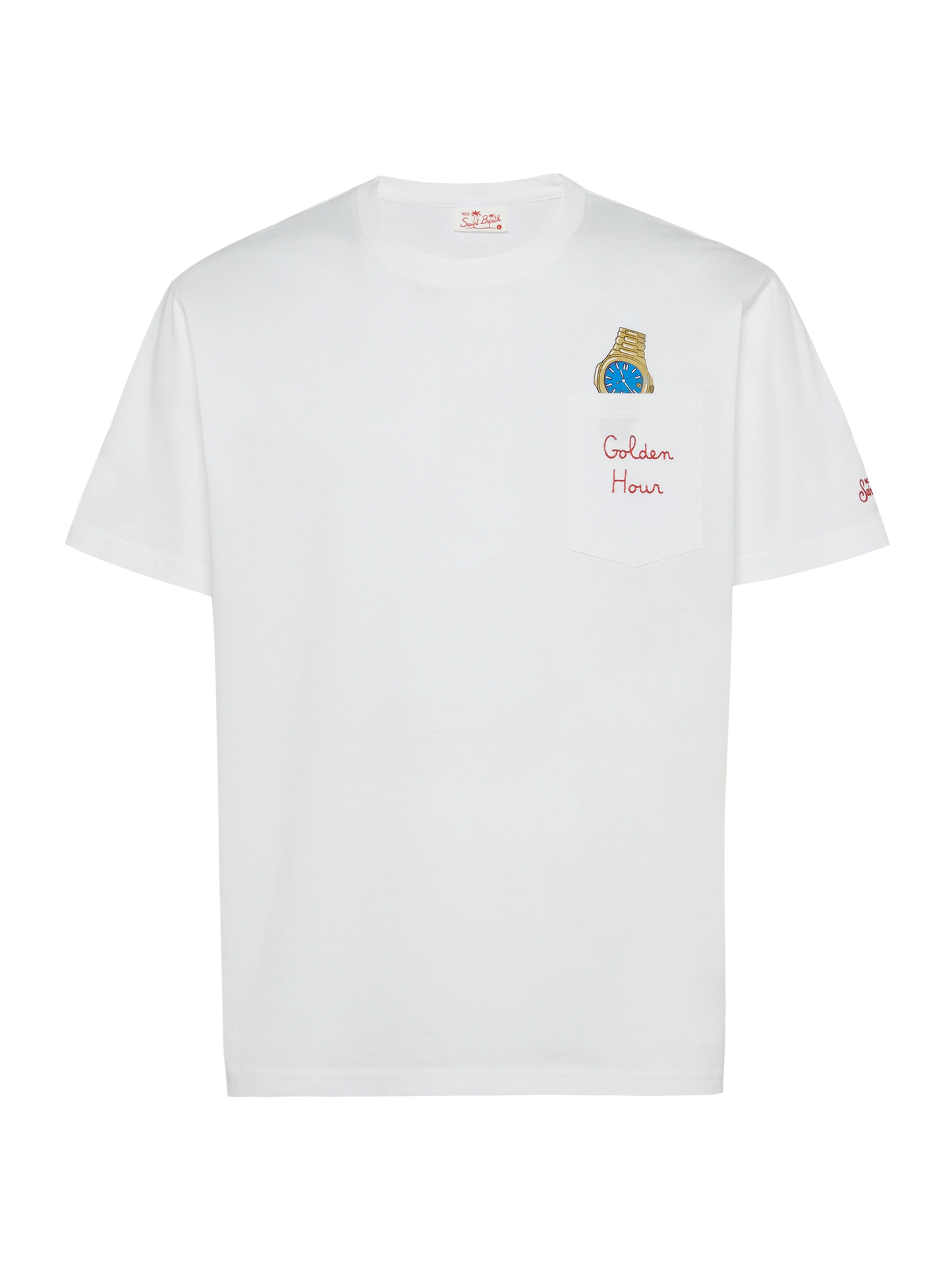 Cotton t-shirt Austin with embroidery and watch print - MC2 Saint Barth