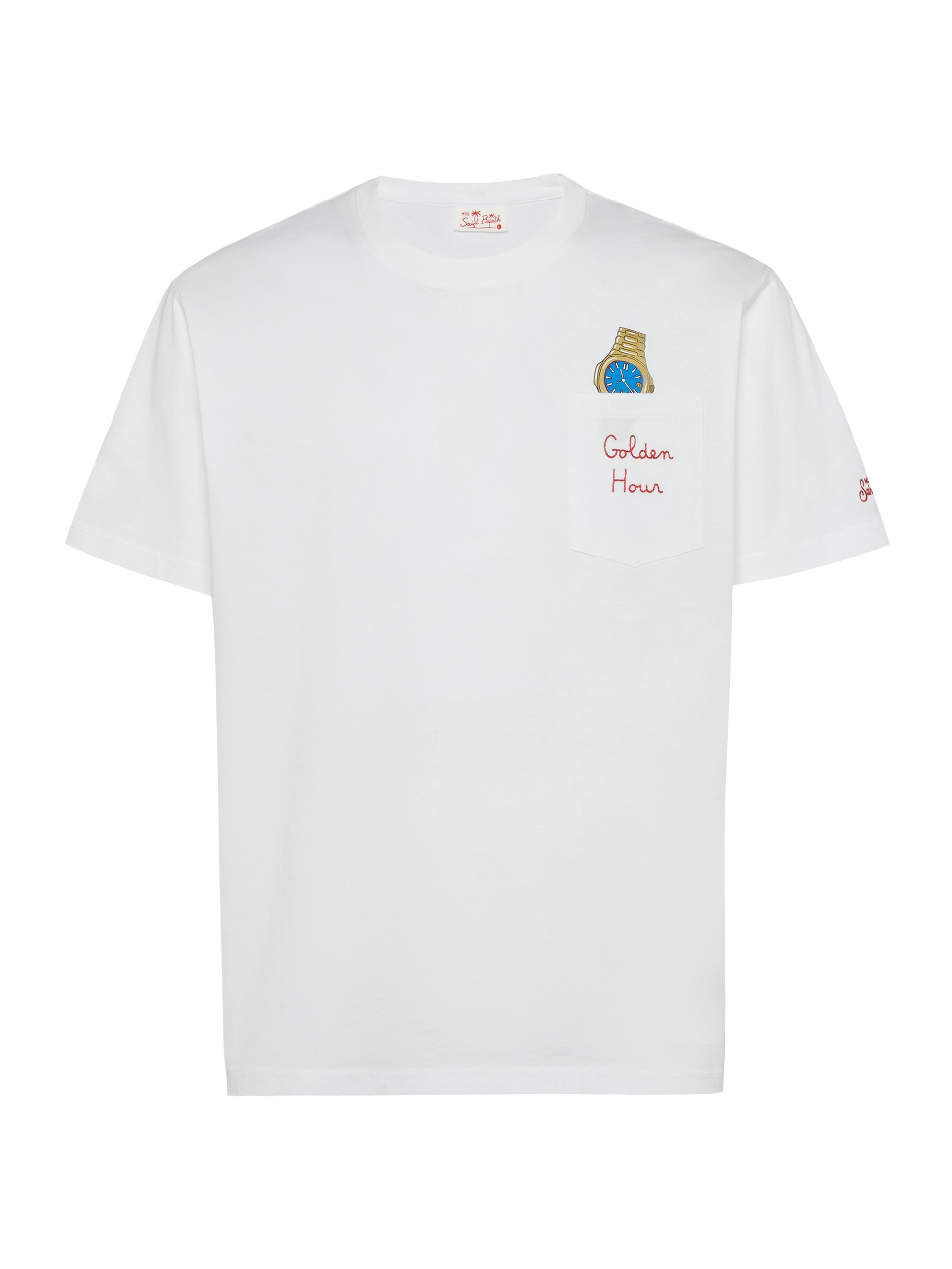 Cotton t-shirt Austin with embroidery and watch print - MC2 Saint Barth