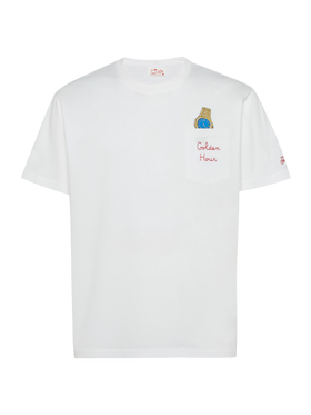 Cotton t-shirt Austin with embroidery and watch print - MC2 Saint Barth