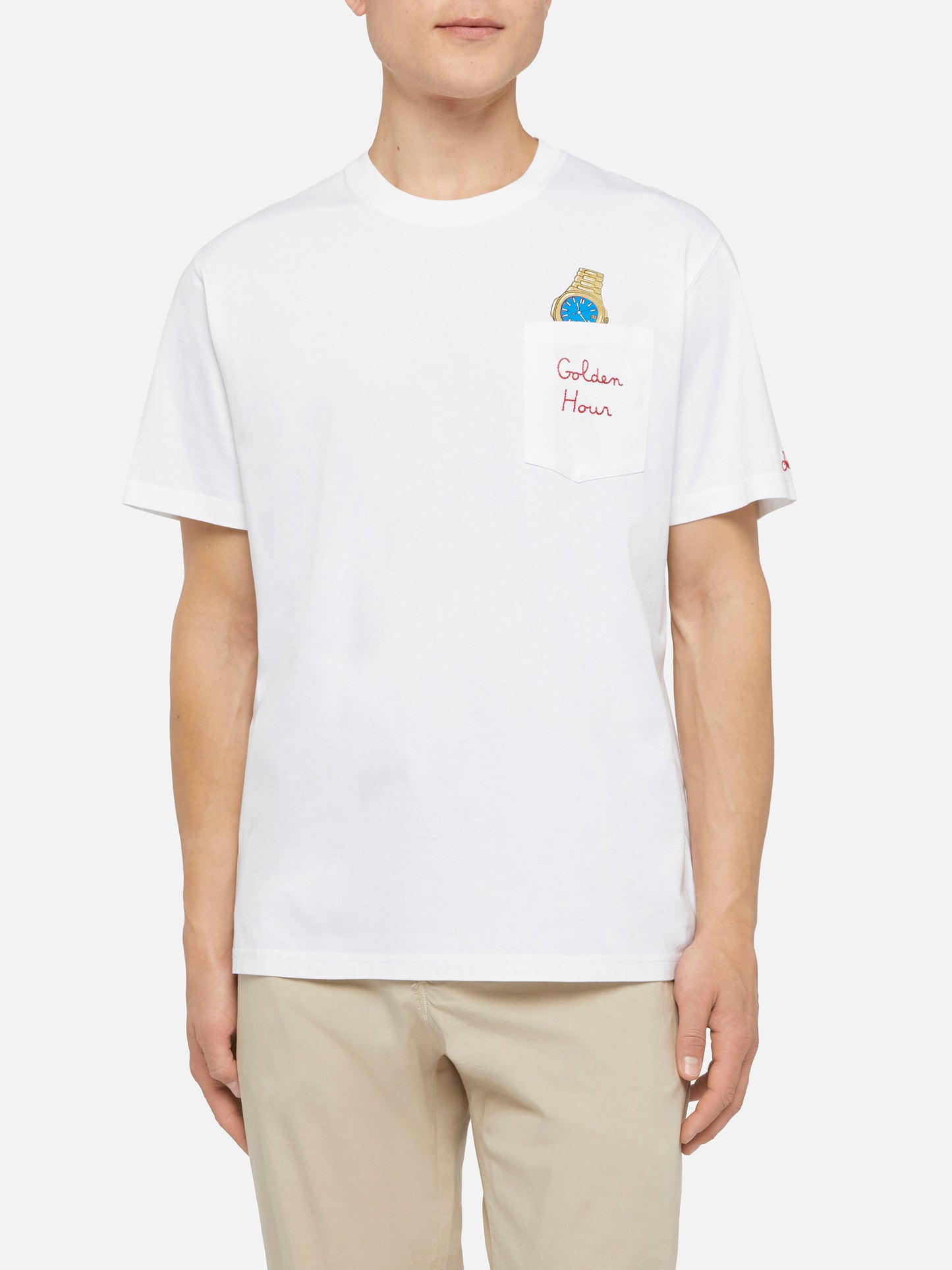 Cotton t-shirt Austin with embroidery and watch print - MC2 Saint Barth