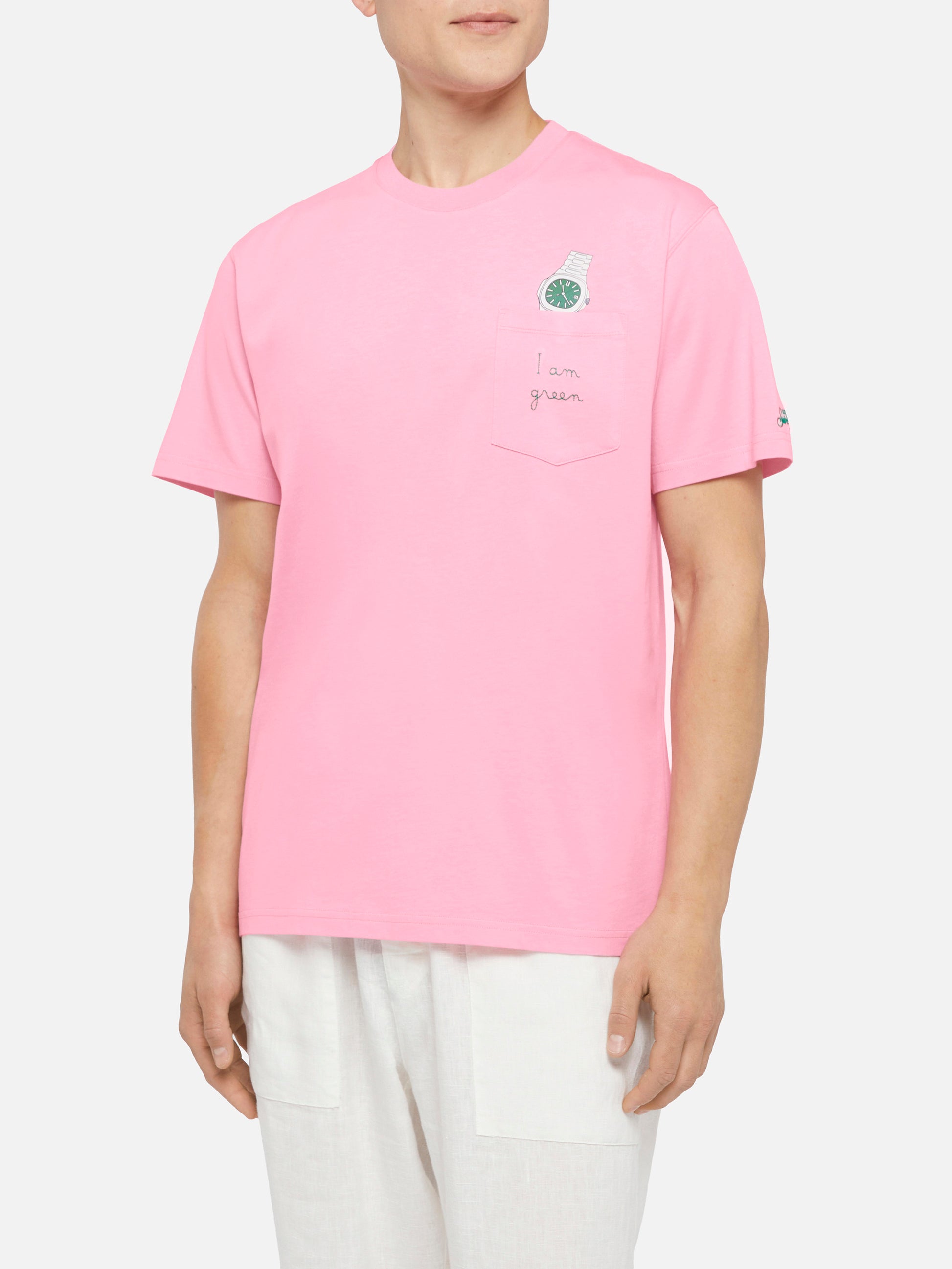 Cotton t-shirt Austin with embroidery and watch print - MC2 Saint Barth