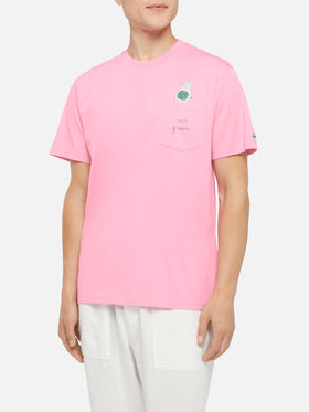 Cotton t-shirt Austin with embroidery and watch print - MC2 Saint Barth