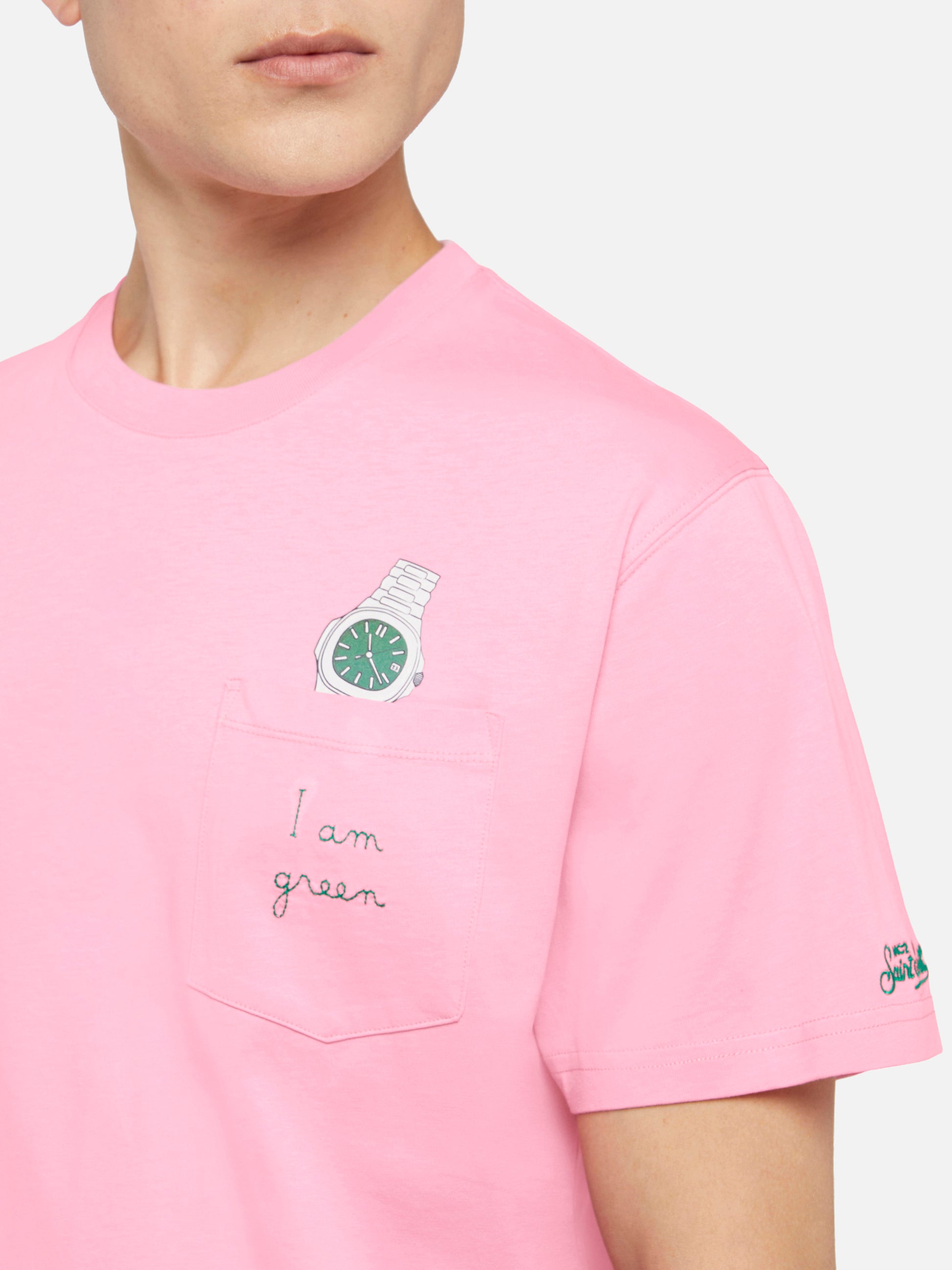 Cotton t-shirt Austin with embroidery and watch print - MC2 Saint Barth