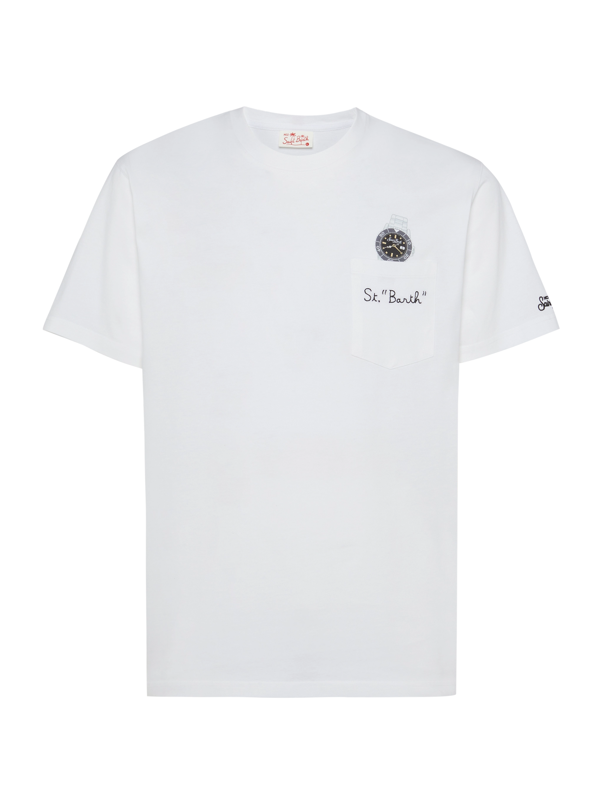 Cotton t-shirt Austin with embroidery and watch print - MC2 Saint Barth