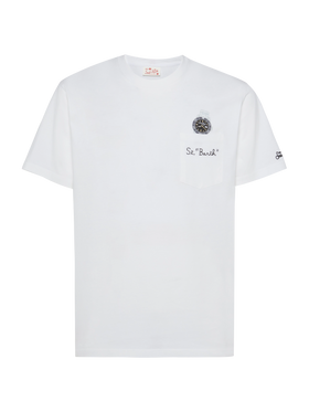 Cotton t-shirt Austin with embroidery and watch print - MC2 Saint Barth