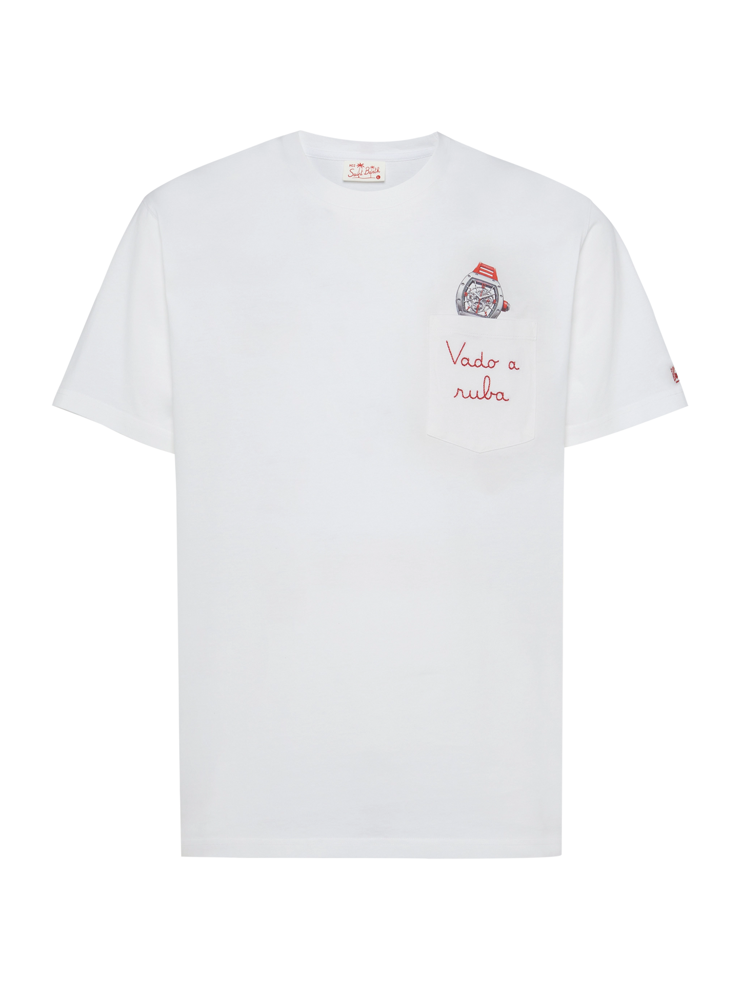 Cotton t-shirt Austin with embroidery and watch print - MC2 Saint Barth