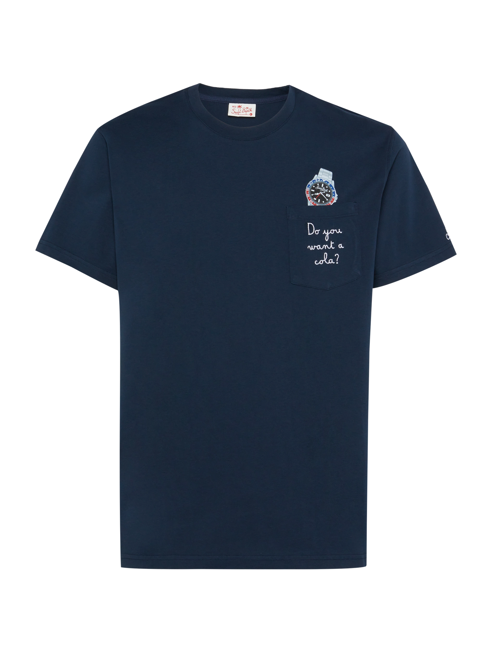 Cotton t-shirt Austin with embroidery and watch print - MC2 Saint Barth