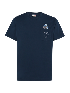 Cotton t-shirt Austin with embroidery and watch print - MC2 Saint Barth
