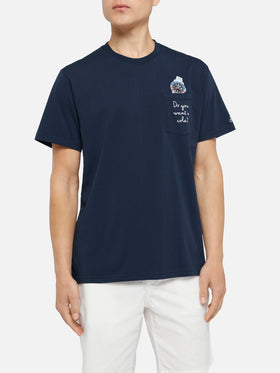 Cotton t-shirt Austin with embroidery and watch print - MC2 Saint Barth
