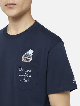 Tshirt in cotone Austin con ricamo e stampa orologio
