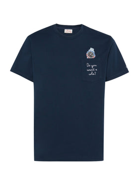 Tshirt in cotone Austin con ricamo e stampa orologio
