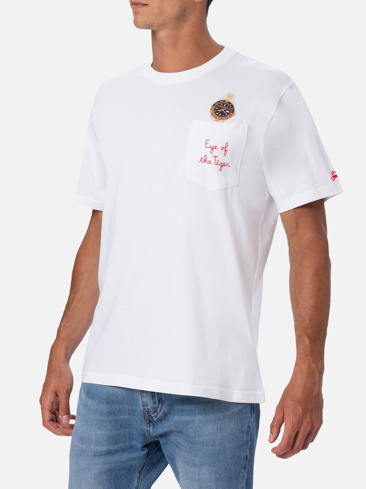 Cotton t-shirt Austin with embroidery and watch print - MC2 Saint Barth