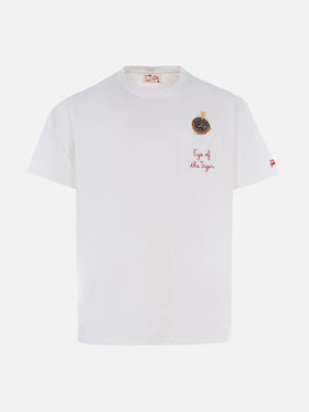 Cotton t-shirt Austin with embroidery and watch print - MC2 Saint Barth