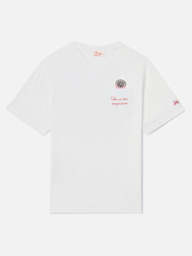 T-shirt Austin bianca con orologio e ricamo Coke Is Too Expensive