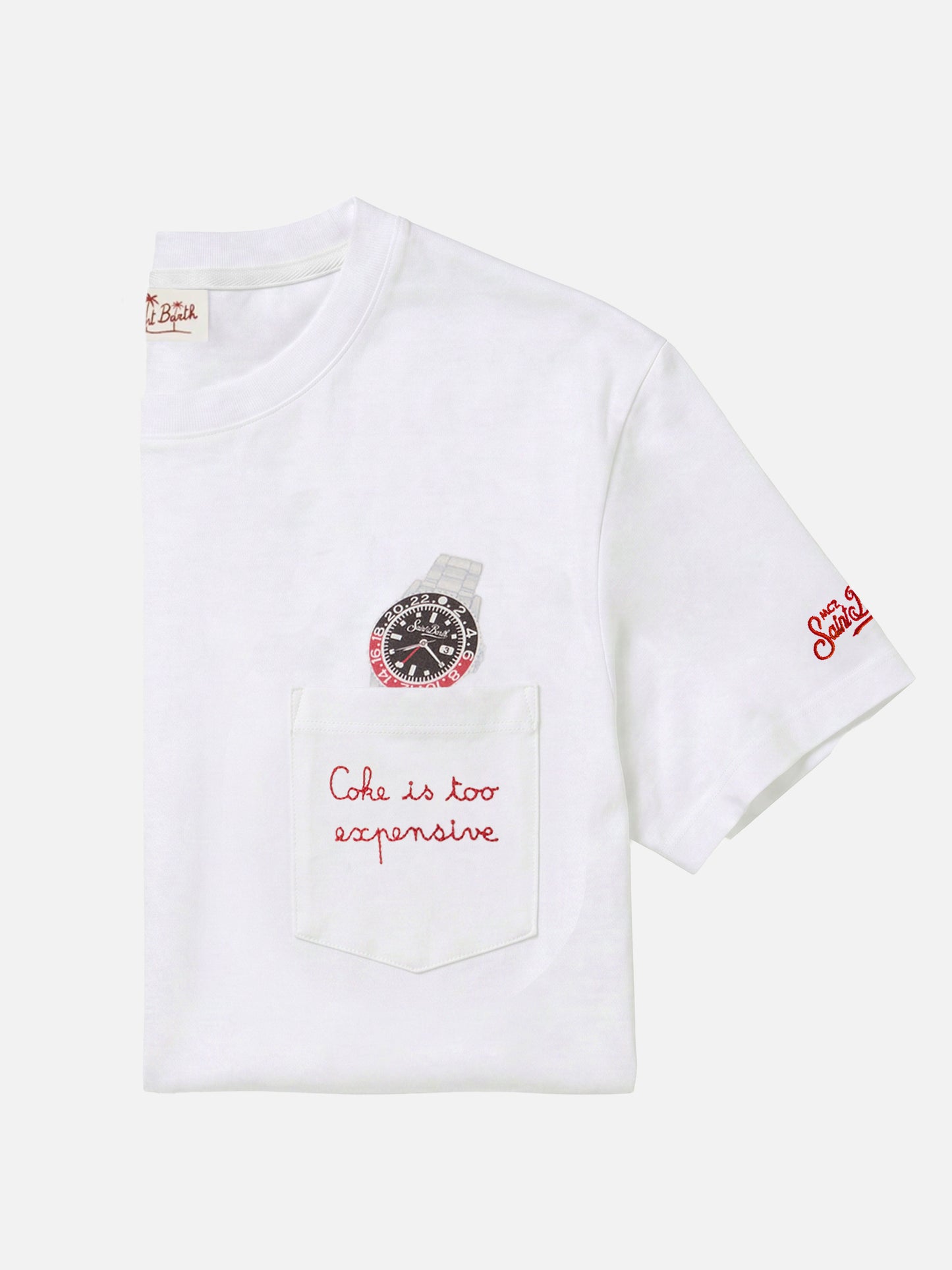 Camiseta de algodón Austin con bordado y estampado de reloj 