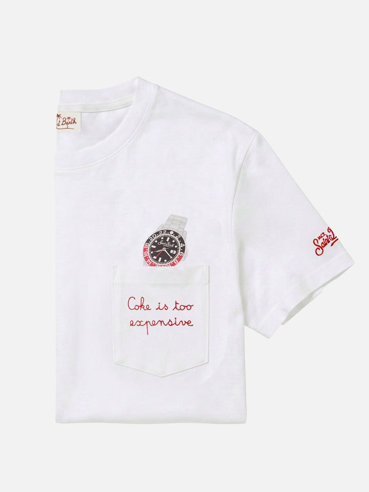Tshirt in cotone Austin con ricamo e stampa orologio