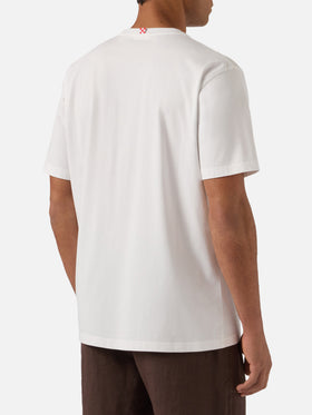 Camiseta de algodón Austin con bordado y estampado de reloj 