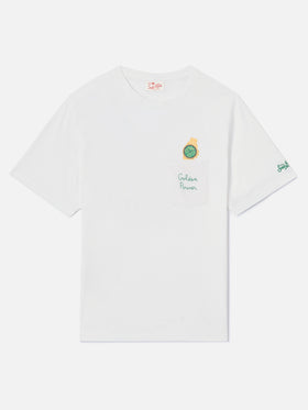 T-shirt Austin blanc avec montre et broderie Golden Power 
