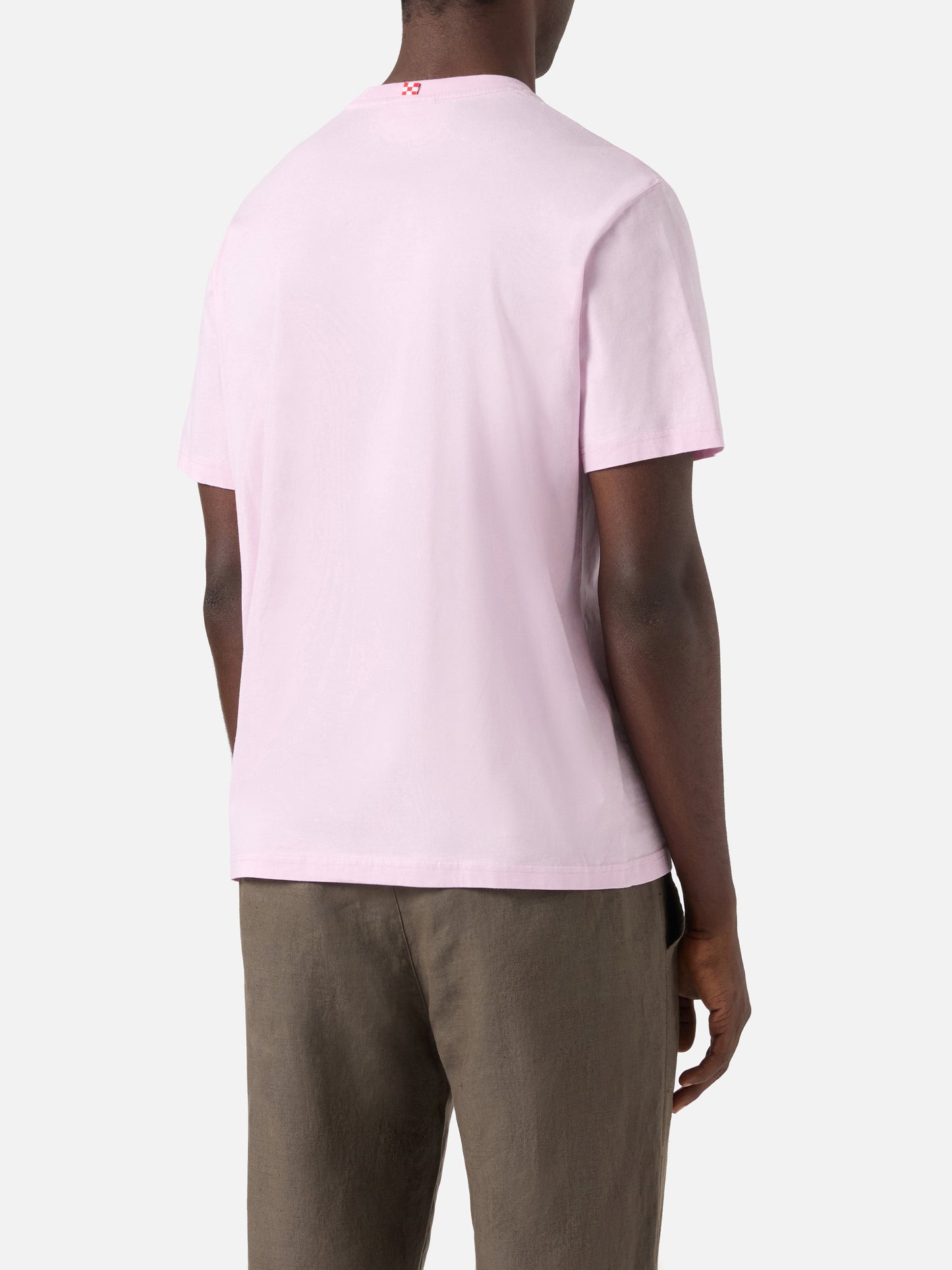 Pink Austin t-shirt with watch and I Am Green embroidery