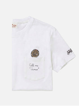 Camiseta Austin blanca con reloj y bordado Call Me James 