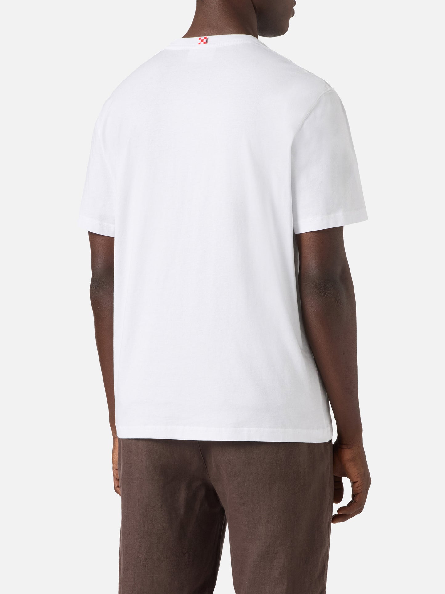 White Austin t-shirt with watch and Call Me James embroidery