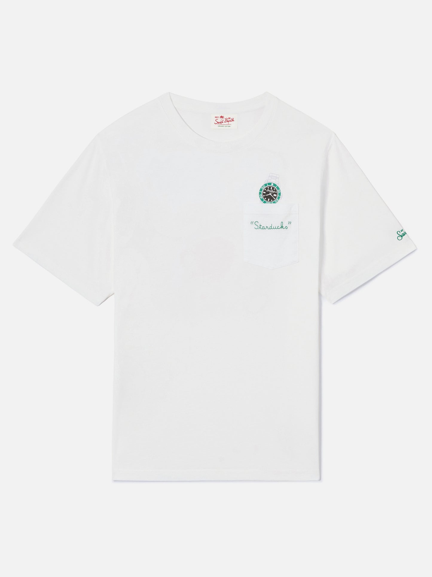 T-shirt Austin bianca con orologio e ricamo Starduchs