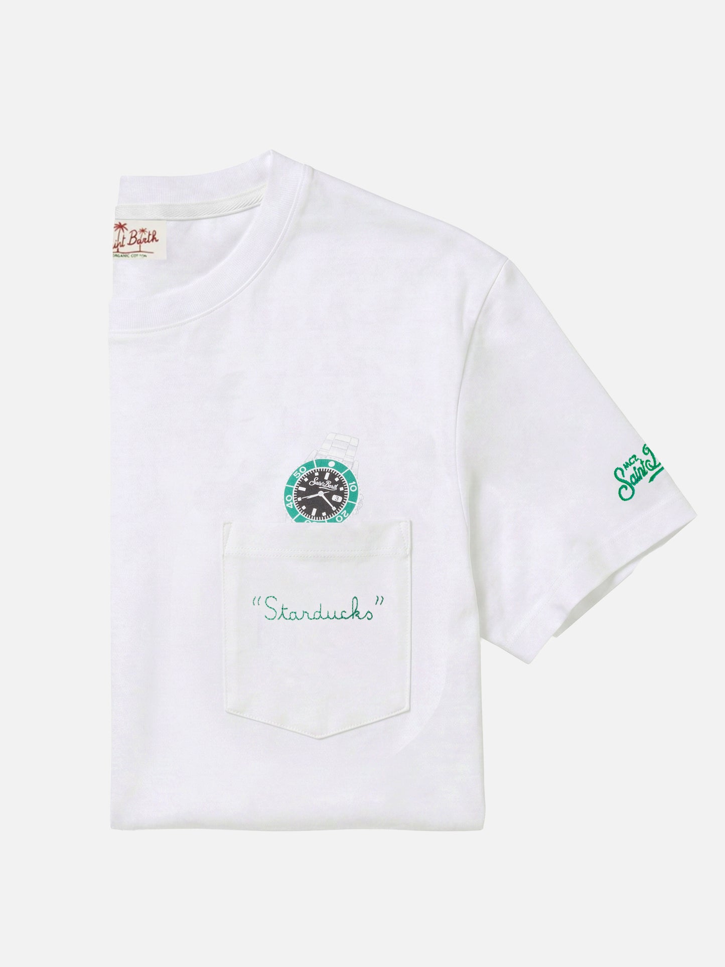 T-shirt Austin bianca con orologio e ricamo Starduchs